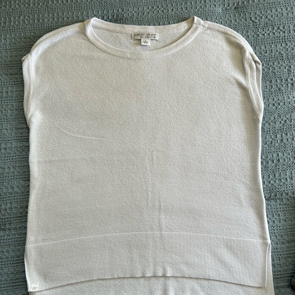 Barefoot Dreams Crew Neck Sweater Soft Knit in white